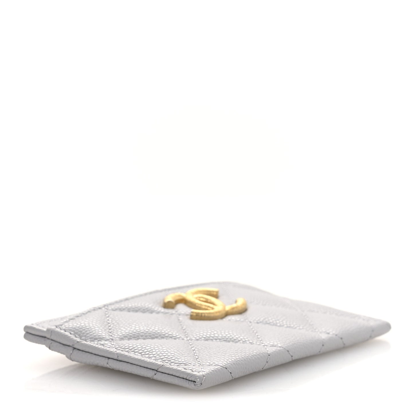 Caviar Quilted Textured CC Card Holder Grey