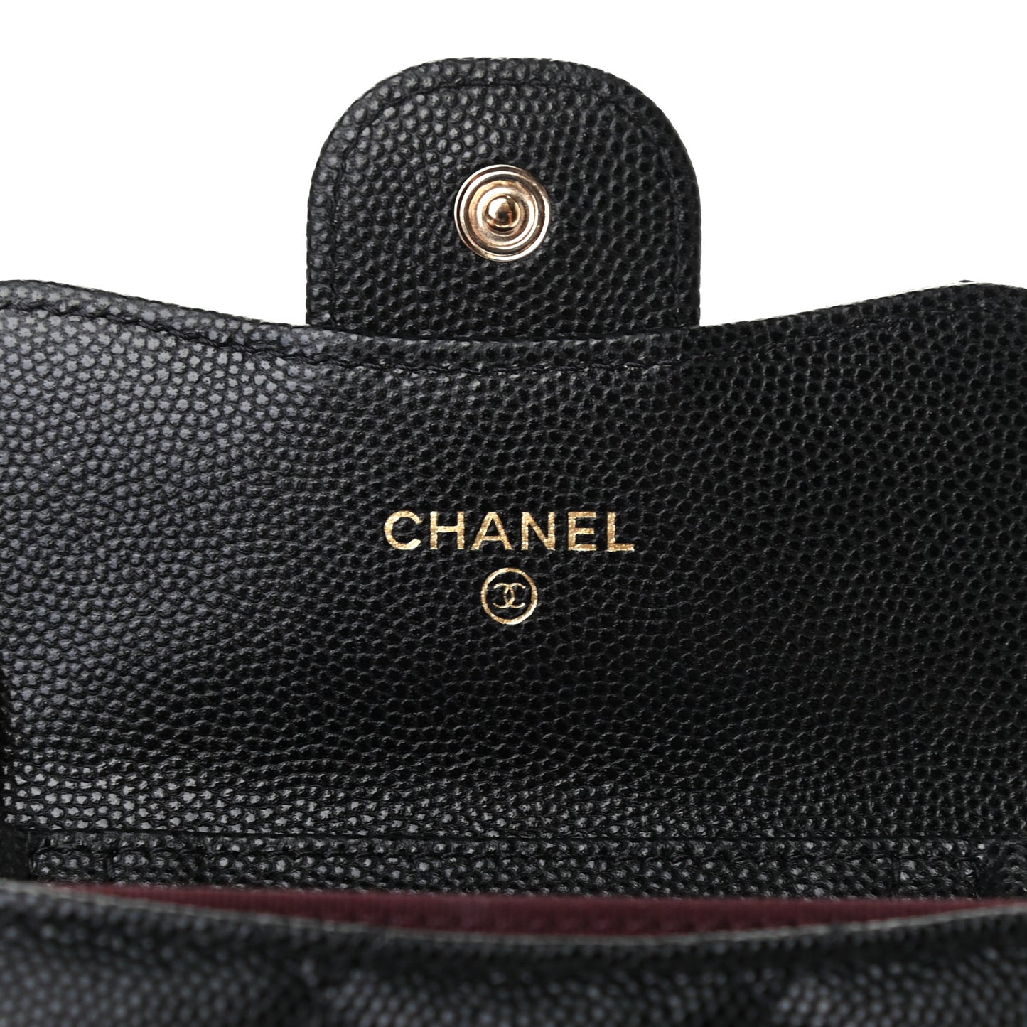 Caviar Quilted Flap Card Holder On Chain Black