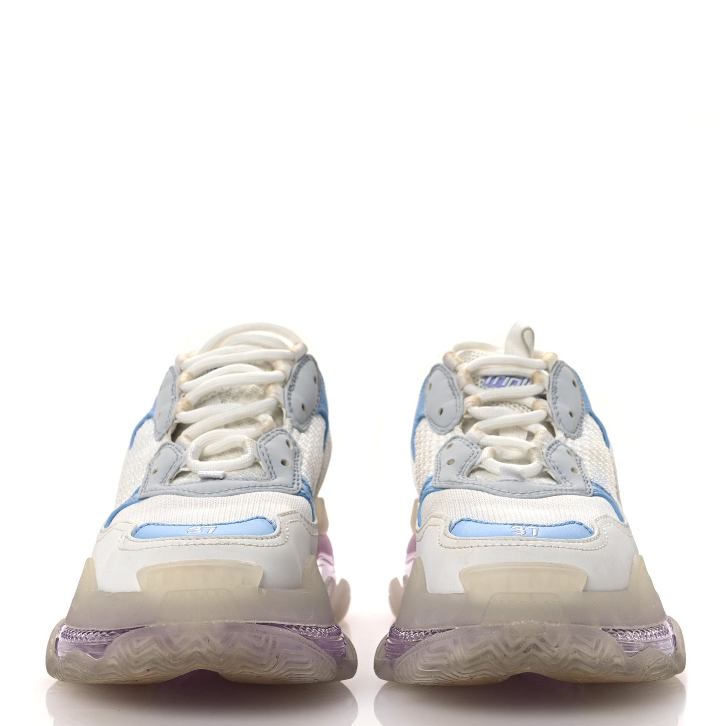 Fabric Mesh Clear Sole Womens Triple S Sneakers 37 Light Blue Grey Lilac White