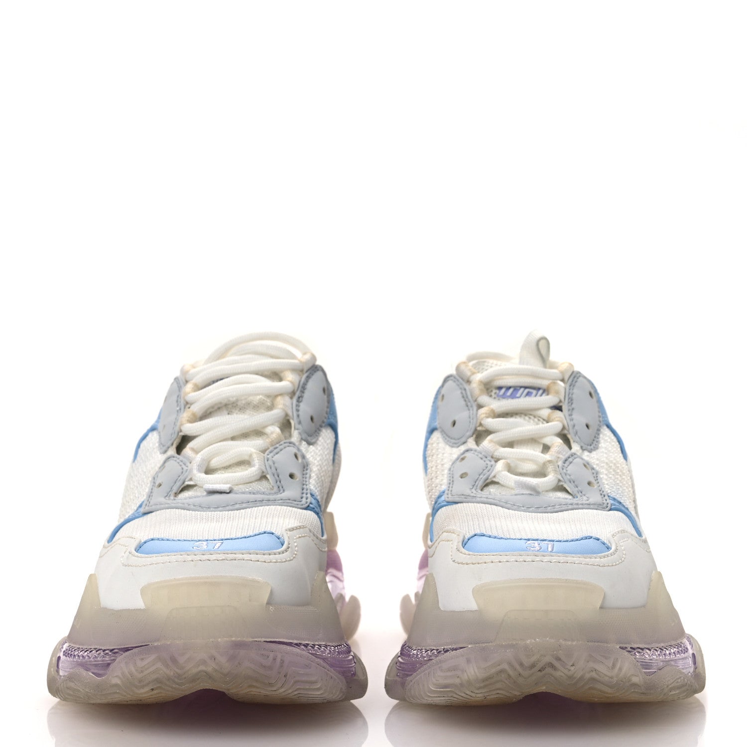 Balenciaga Fabric Mesh Clear Sole Womens Triple S Sneakers 37 Light Blue Grey Lilac White 3 of 13