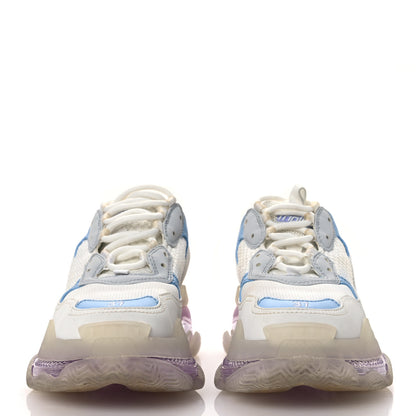 Balenciaga Fabric Mesh Clear Sole Womens Triple S Sneakers 37 Light Blue Grey Lilac White 3 of 13