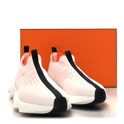 Hermes Technical Canvas Goatskin Womens Eclair Sneakers 40 White Orange 9 of 9