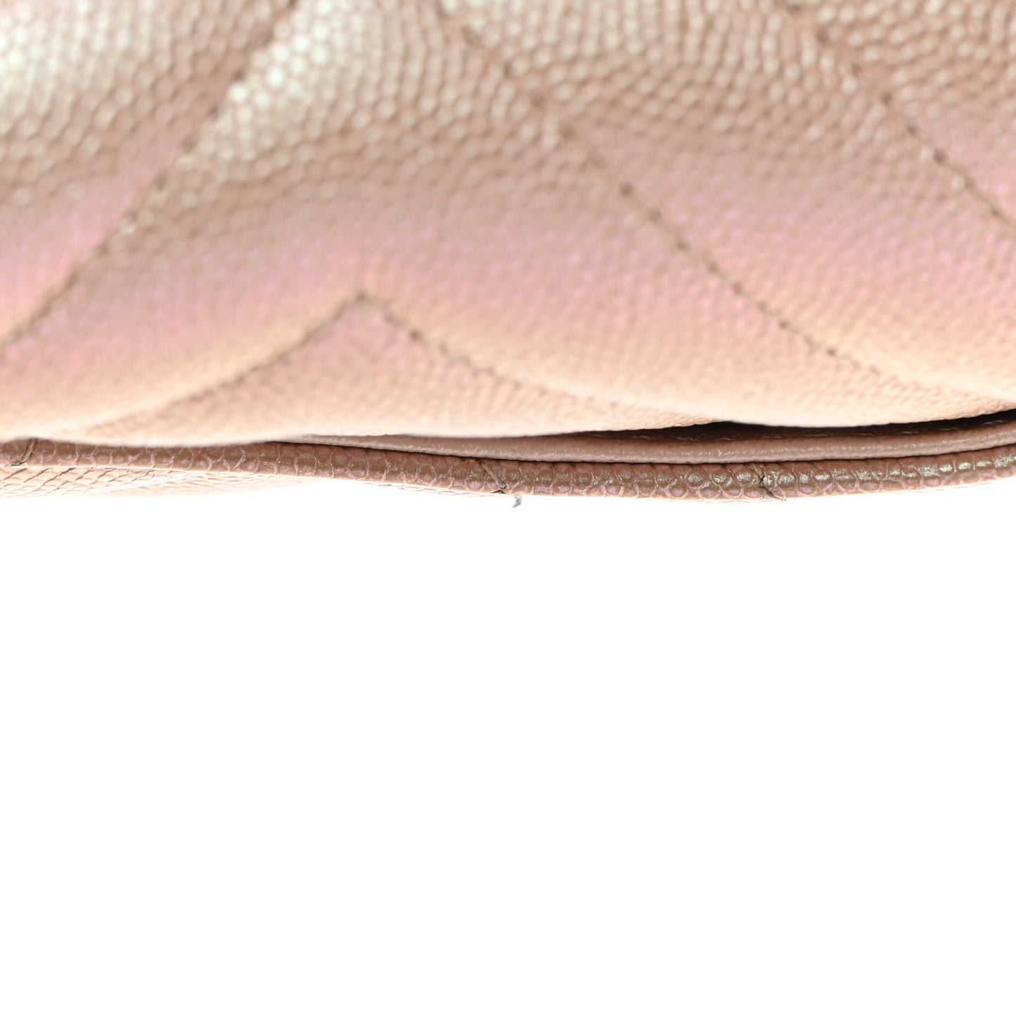 Iridescent Caviar Chevron Quilted Mini Rectangular Flap Light Gold