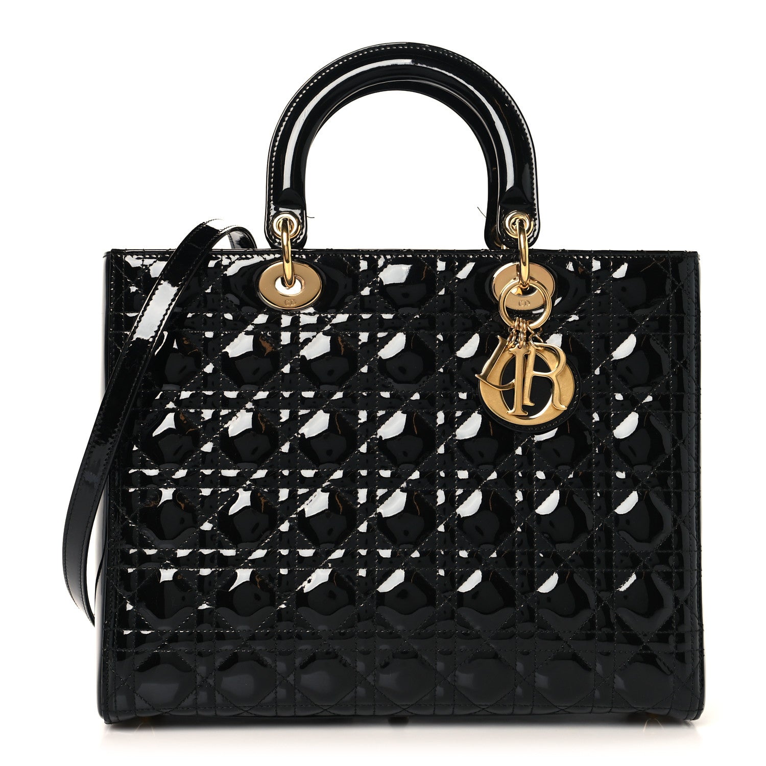 Christian Dior Patent Cannage Large Lady Dior Black 1 of 13