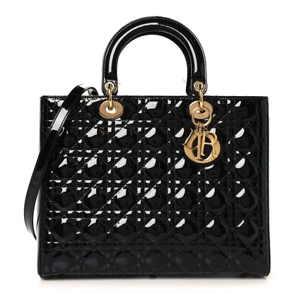 Christian Dior Patent Cannage Large Lady Dior Black 1 of 13