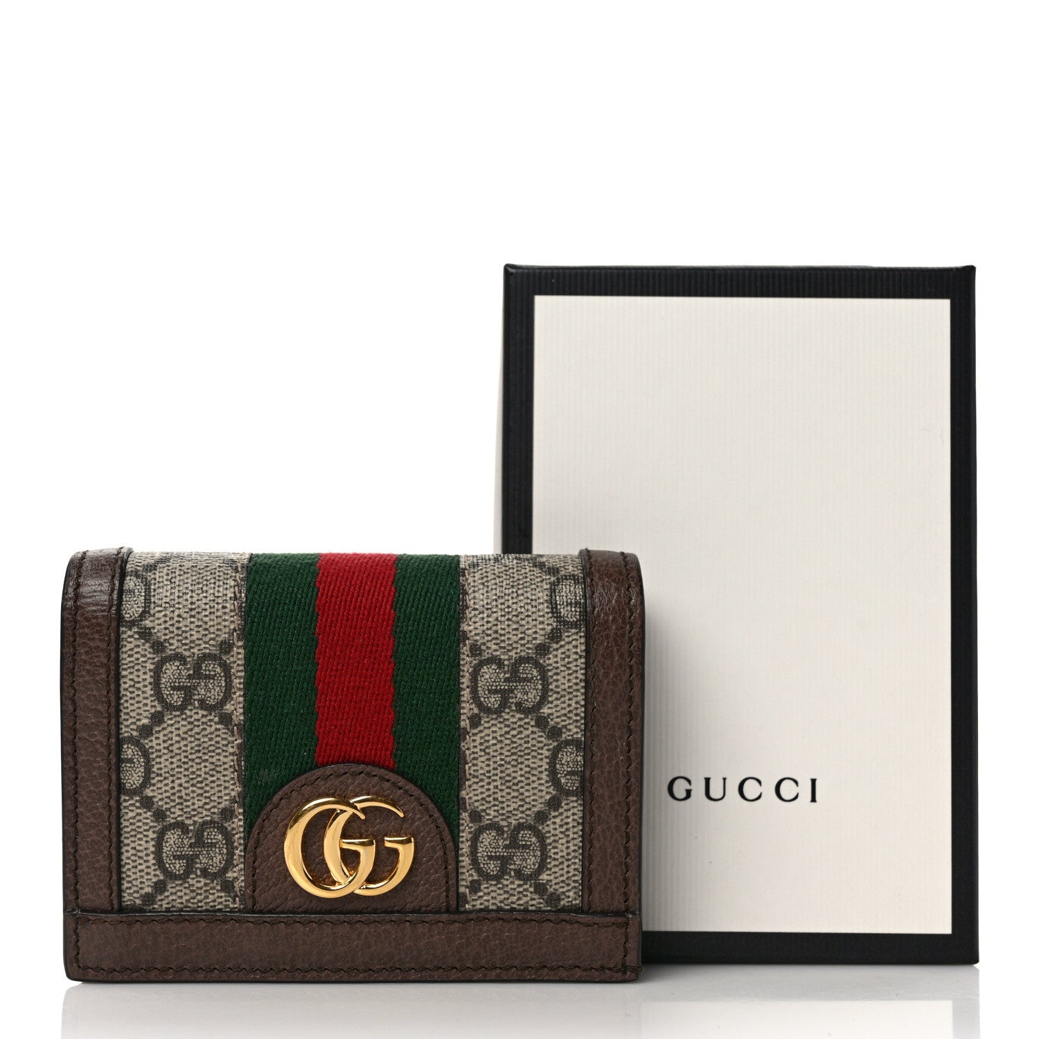Gucci GG Supreme Monogram Web Ophidia Card Case Beige New Acero 7 of 7