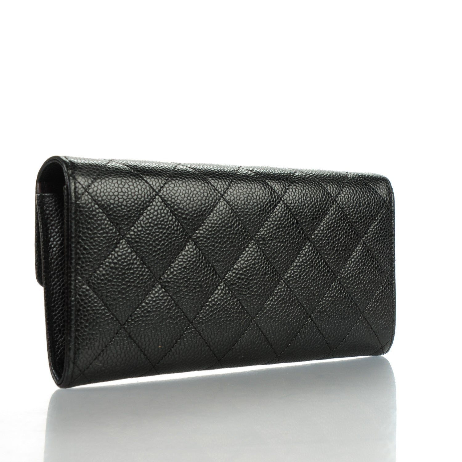 Chanel Caviar Quilted Large Gusset Flap Wallet Black 3 of 8