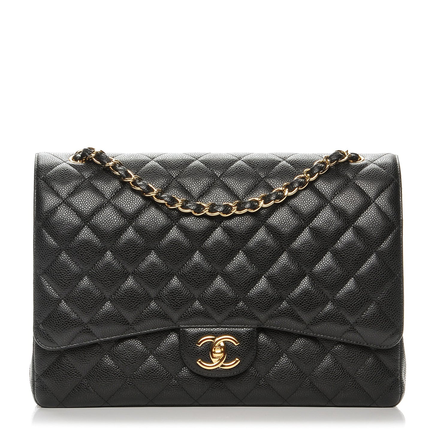 Caviar Quilted Maxi Double Flap Black