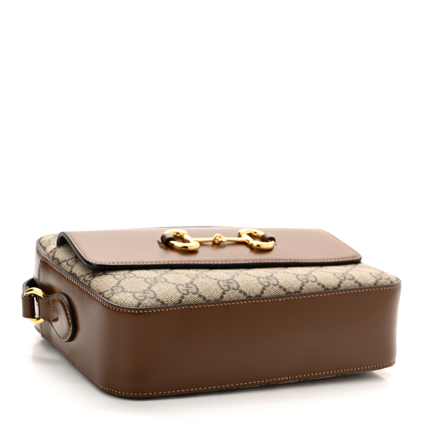 GG Supreme Monogram Small Horsebit 1955 Shoulder Bag Beige Brown Sugar