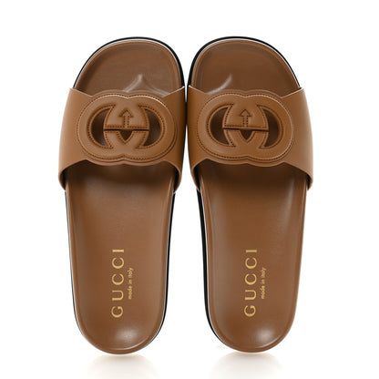 Gucci Cosmos Softy Calfskin Interlocking G Cut Out Slide Sandals 39.5 Cuir 2 of 8