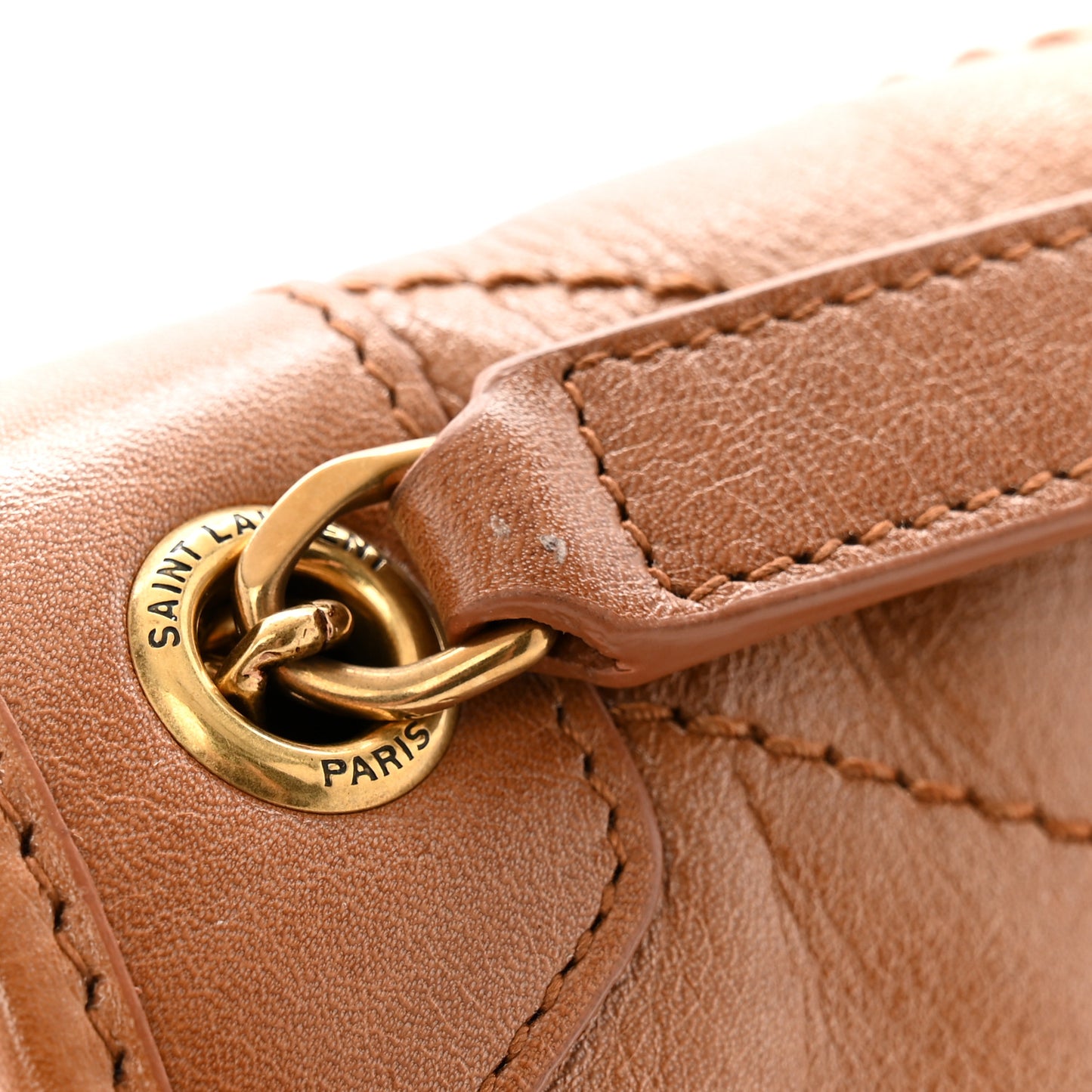 Crinkled Calfskin Matelasse Monogram Baby Niki Chain Satchel Light Caramel