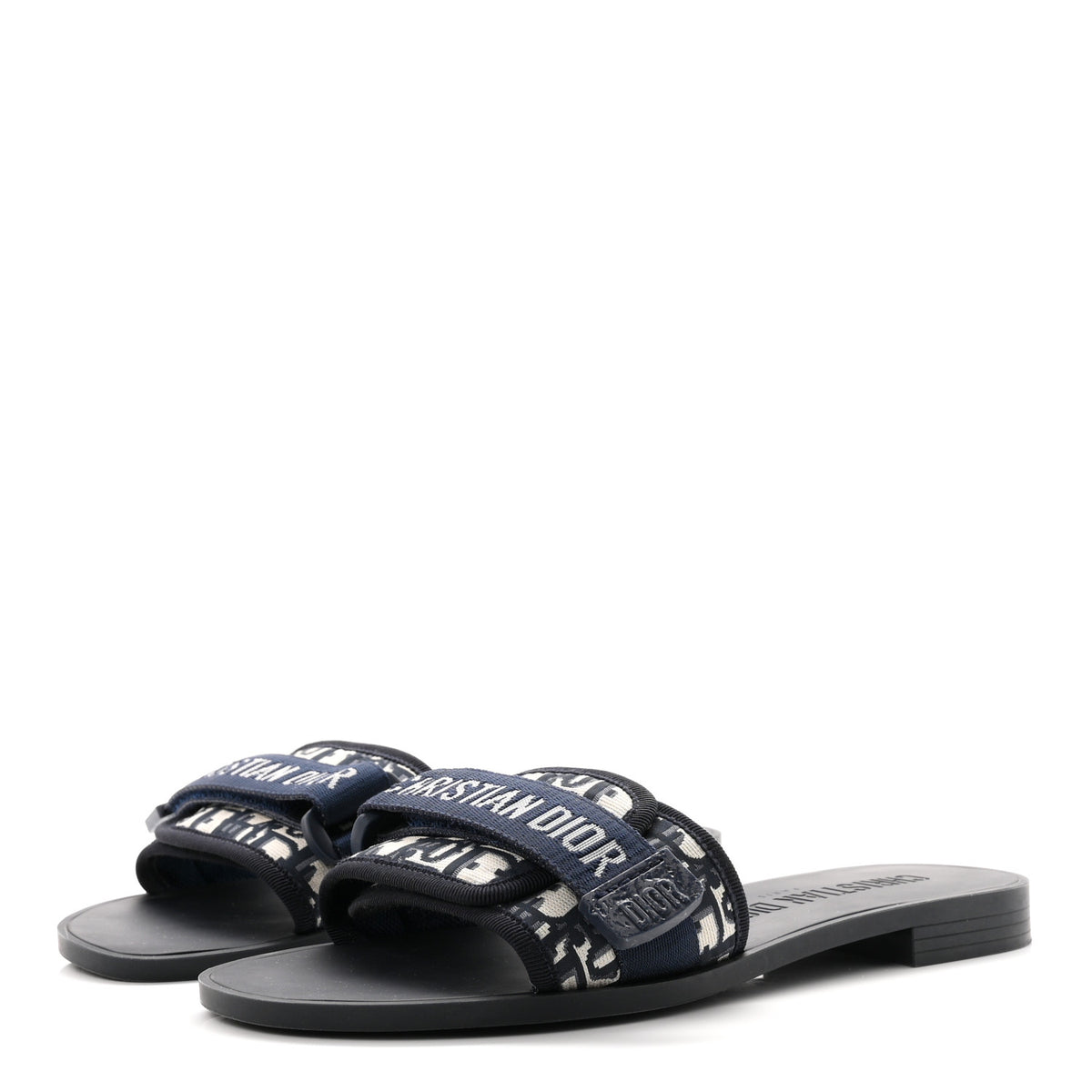 Nylon Oblique Dio(r)evolution Slide Sandals 39 Deep Blue