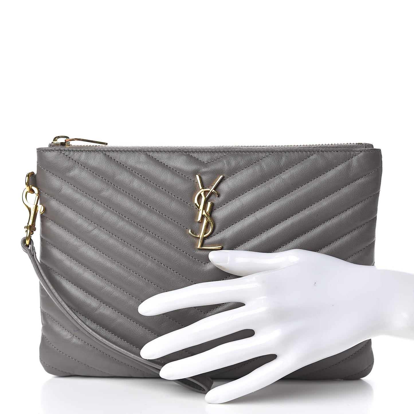 Calfskin Matelasse Chevron Monogram A5 Wristlet Earth