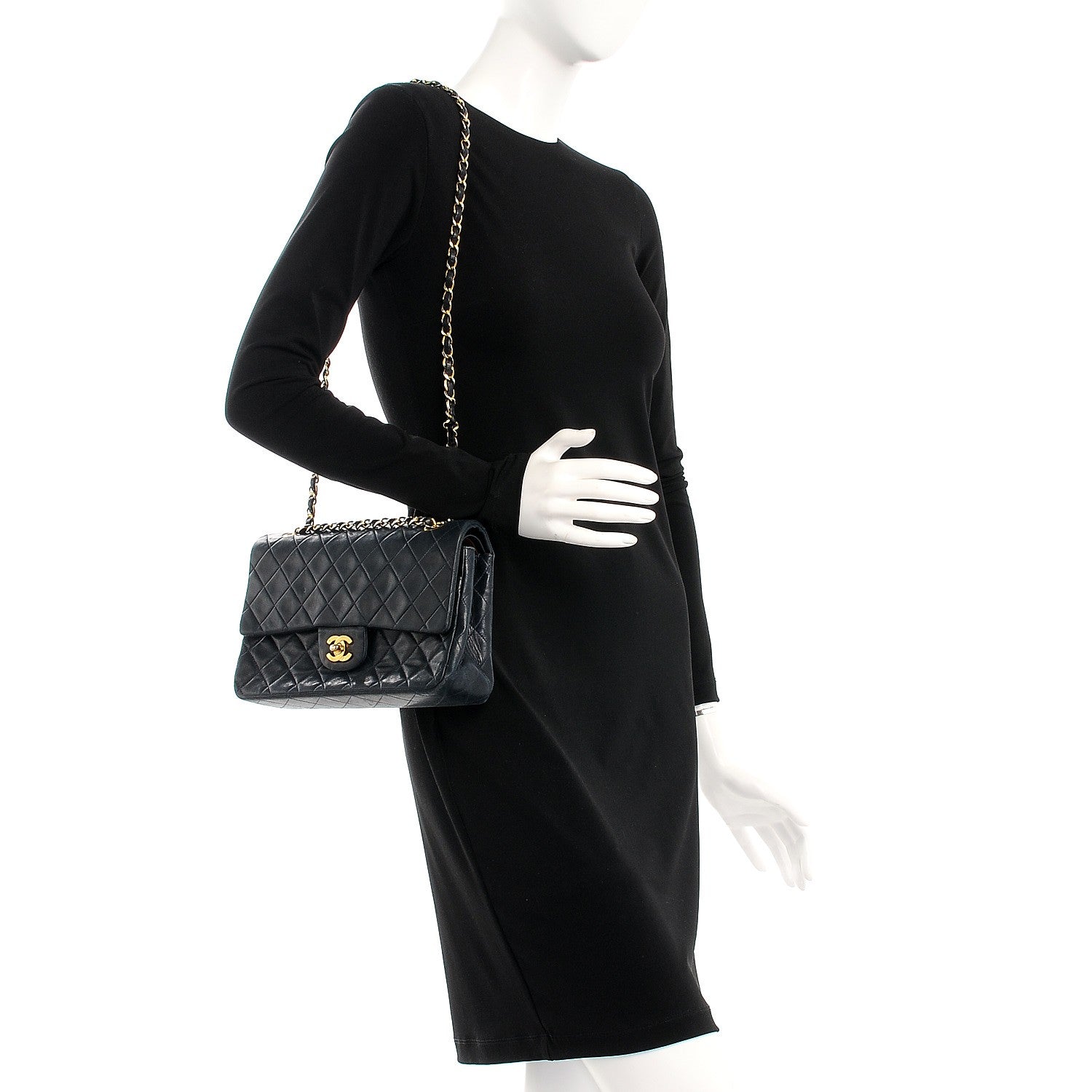 Chanel Lambskin Quilted Medium Double Flap Navy 2 of 13