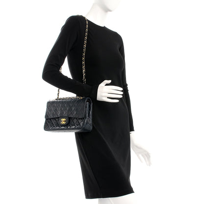Chanel Lambskin Quilted Medium Double Flap Navy 2 of 13