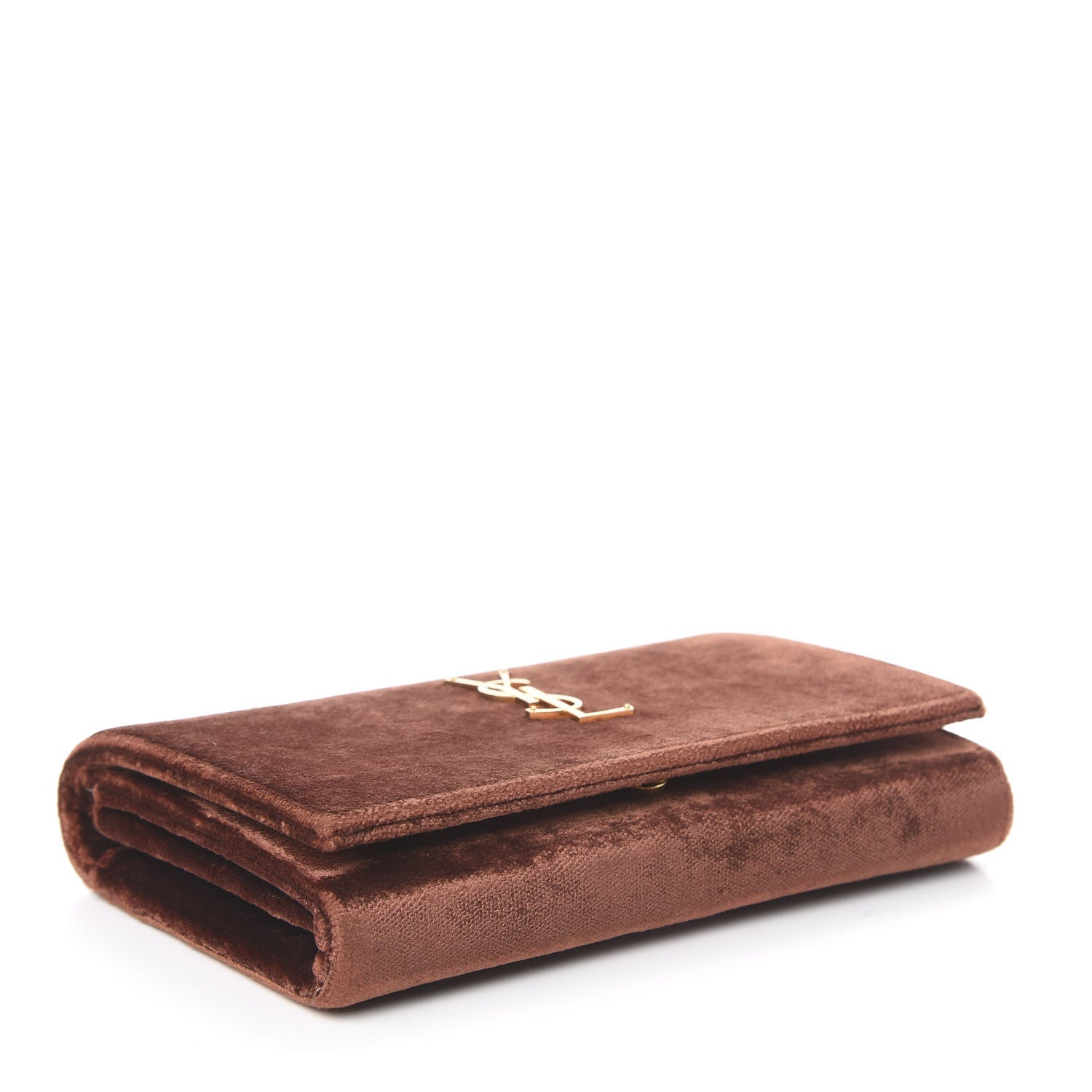 Saint Laurent Textured Velour Monogram Chain Wallet Red Clay 3 of 9