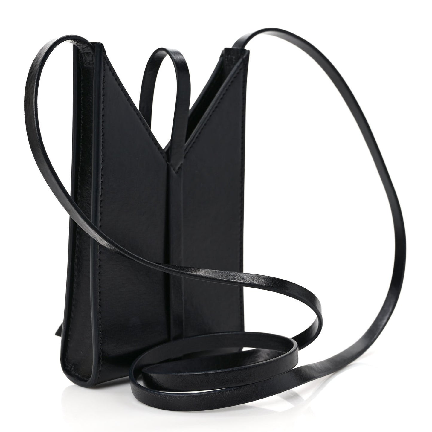 Calfskin Mini Cut Out Phone Crossbody Pouch Black