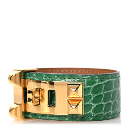 Hermes Shiny Alligator Collier De Chien CDC Bracelet T2 Vert Jade 1 of 6