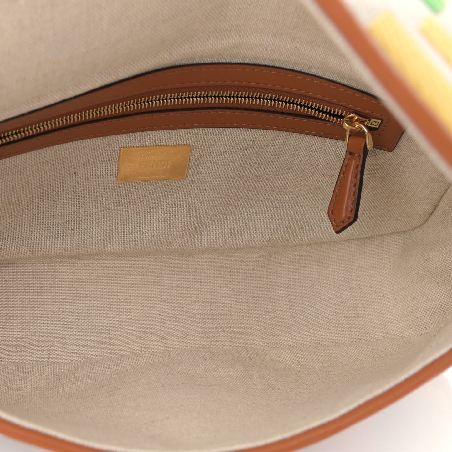 Kuban Canvas Vitello King FF Embroidered Baguette Grezzo Multicolor