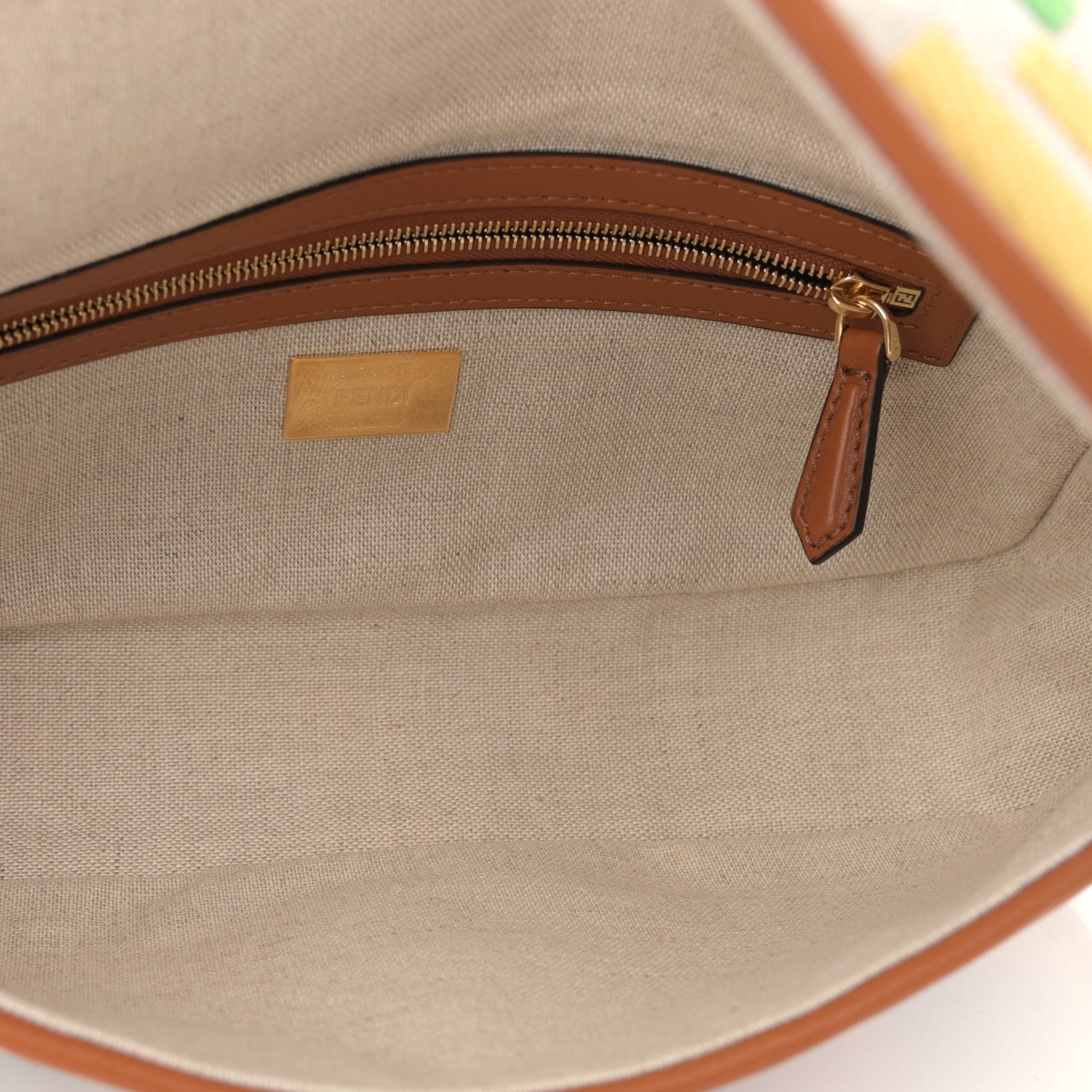 Fendi Kuban Canvas Vitello King FF Embroidered Baguette Grezzo Multicolor 5 of 10