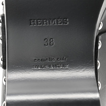 Hermes Calfskin Calya Mules 38 Black 6 of 7