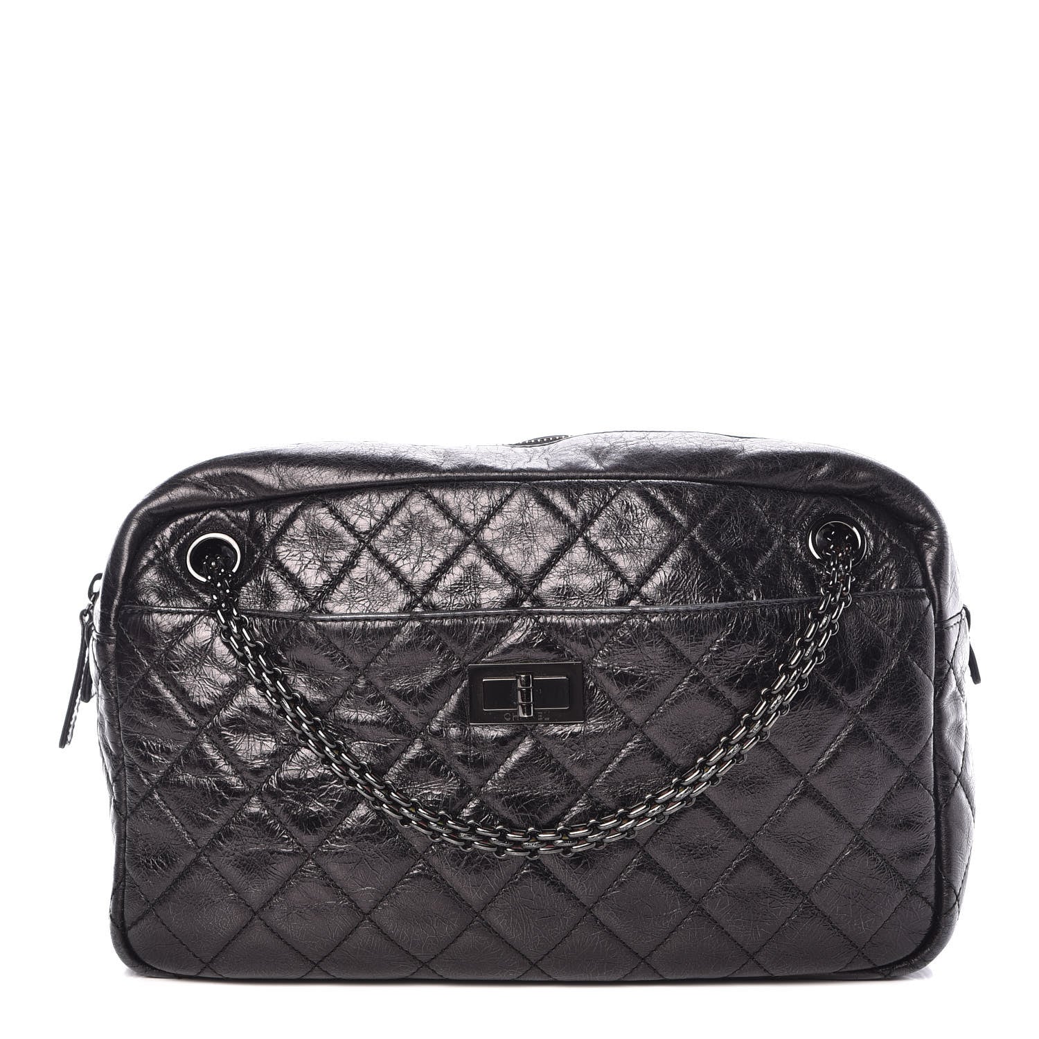 Chanel Metallic Aged Calfskin Quilted Medium Reissue Camera Case Black 1 of 9
