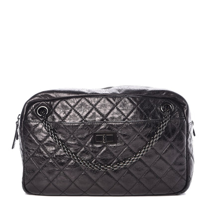 Chanel Metallic Aged Calfskin Quilted Medium Reissue Camera Case Black 1 of 9
