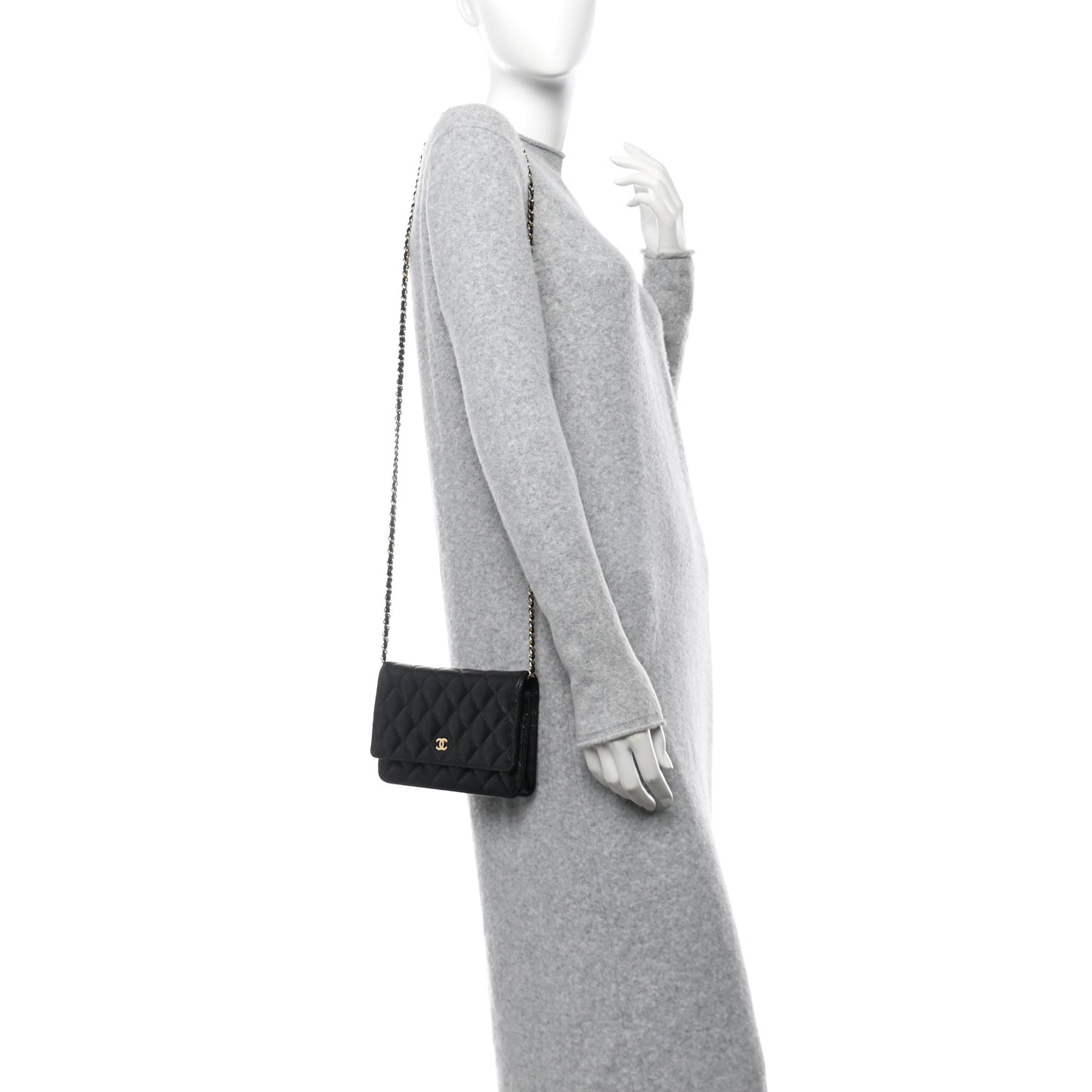 Caviar Quilted Wallet On Chain WOC Black