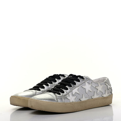 Saint Laurent Metallic Calfskin Star Court Sneakers 37.5 Silver 3 of 13