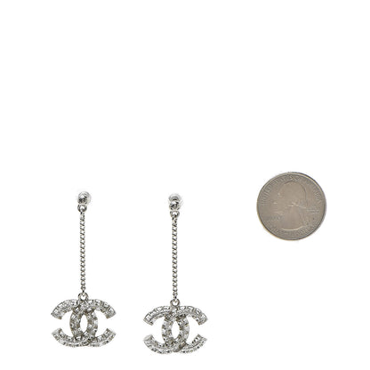 Chanel Baguette Crystal CC Drop Earrings Silver 2 of 4