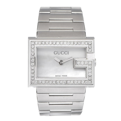 Gucci Stainless Steel Diamond Bezel Mother of Pearl 31mm 100L Quartz Watch 1 of 8
