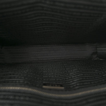 Prada Saffiano Cuir Front Zip Pocket Briefcase Black 5 of 14