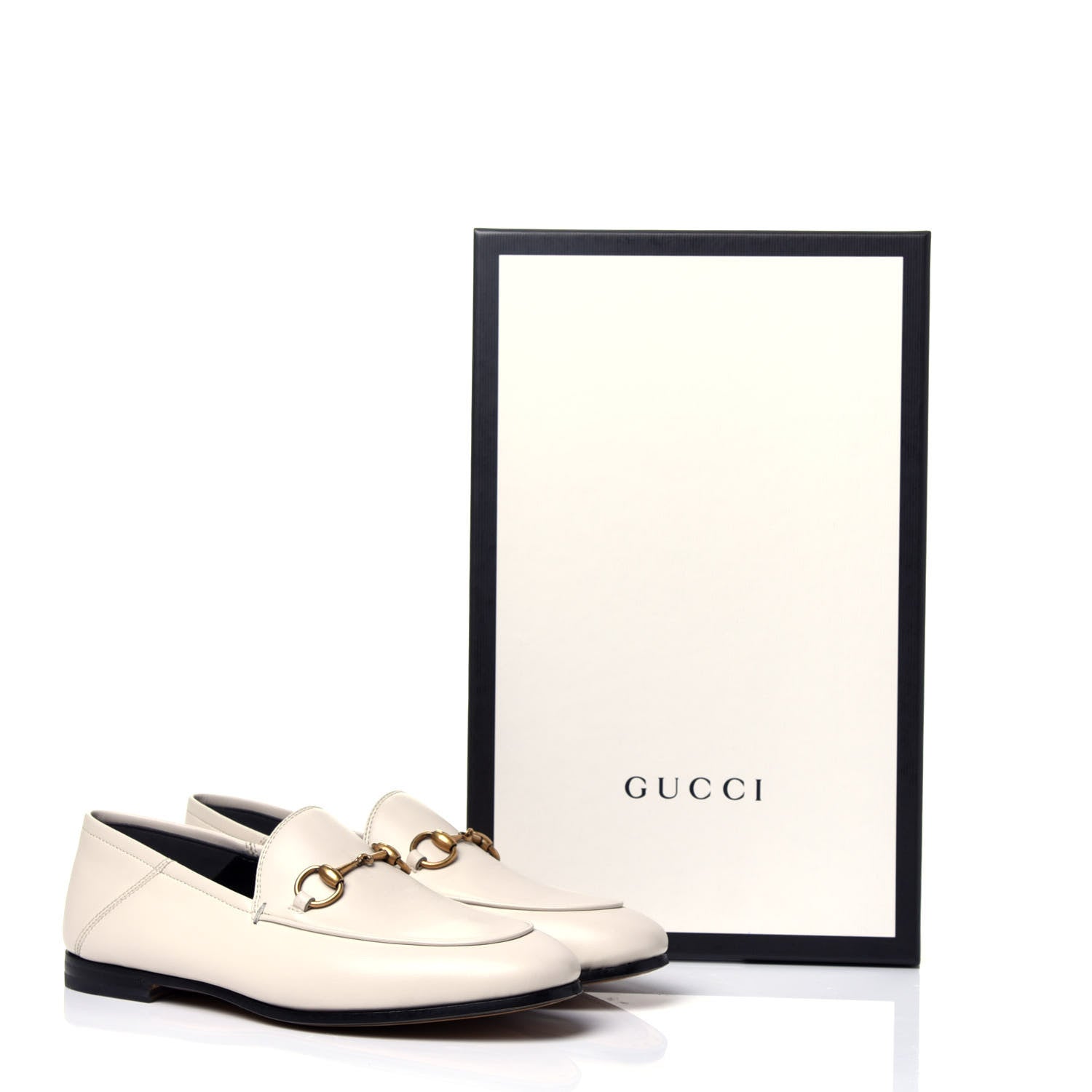 Gucci Lambskin Womens Brixton Horsebit Loafers 35 Mystic White 10 of 10