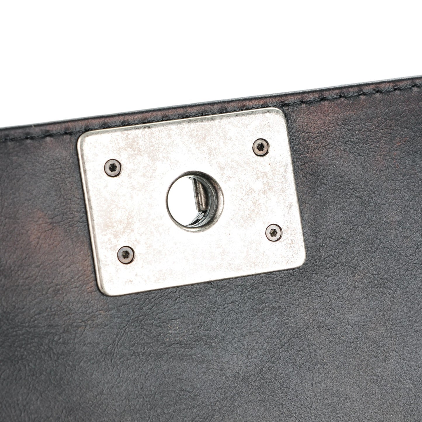Calfskin Quilted Medium Boy Top Handle Flap Black