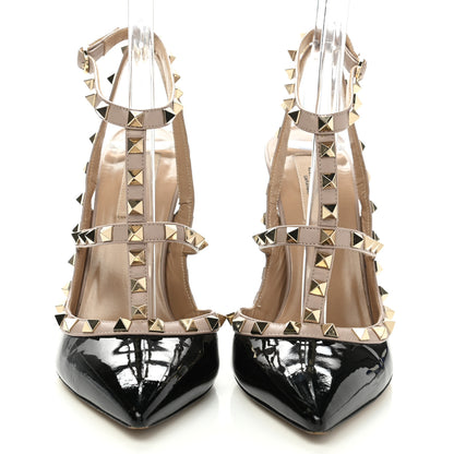 Valentino Garavani Patent Nappa Rockstud Ankle Strap 100mm Pumps 39.5 Black Poudre 2 of 8