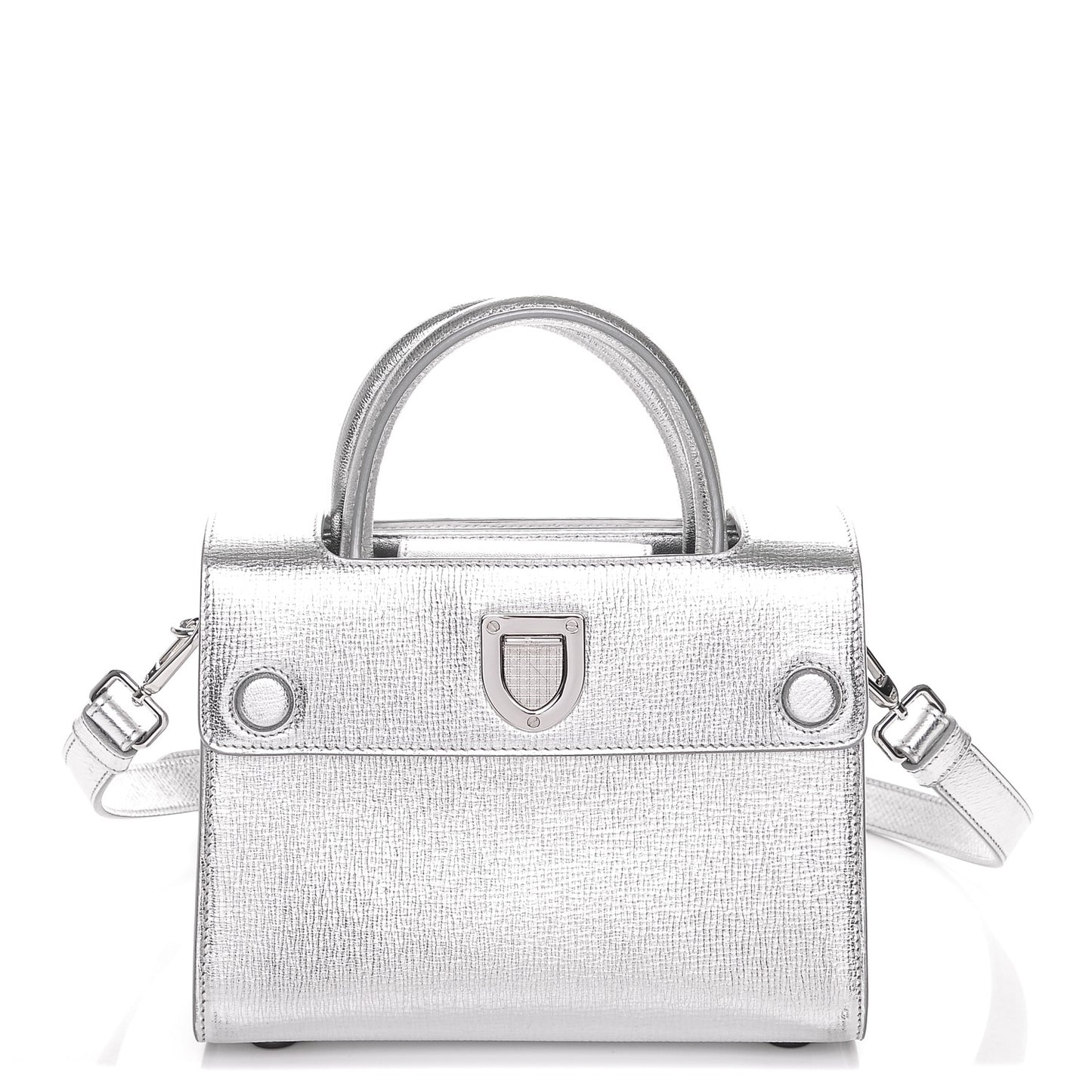 Grained Calfskin Mini Diorever Flap Silver