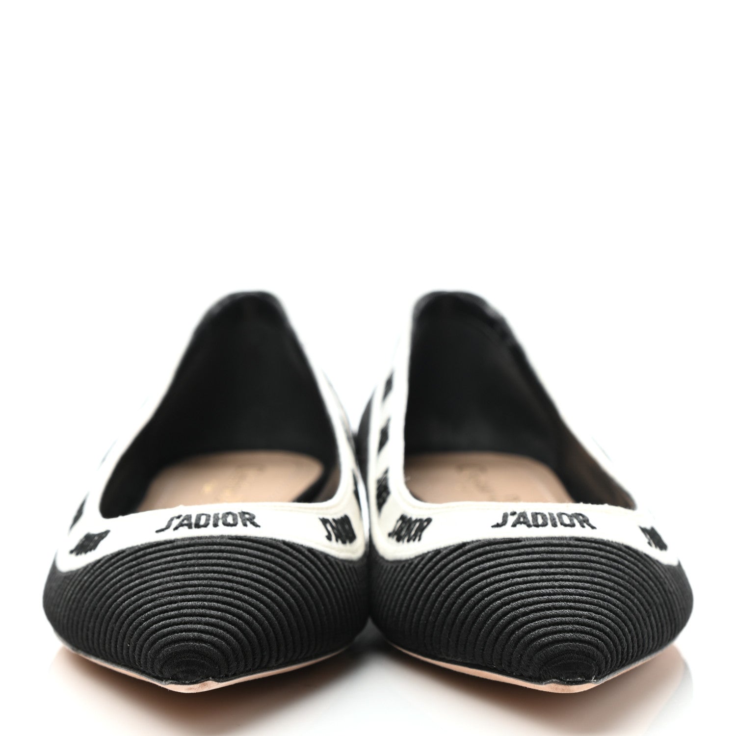 Christian Dior Fabric Ribbon Embroidered J'Adior Ballet Flats 37.5 Black 2 of 8
