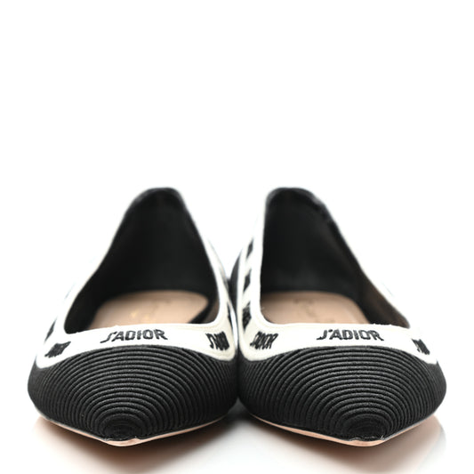 Fabric Ribbon Embroidered J'Adior Ballet Flats 37.5 Black