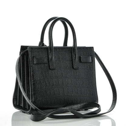 Saint Laurent Calfskin Crocodile Embossed Nano Sac De Jour Black 3 of 7