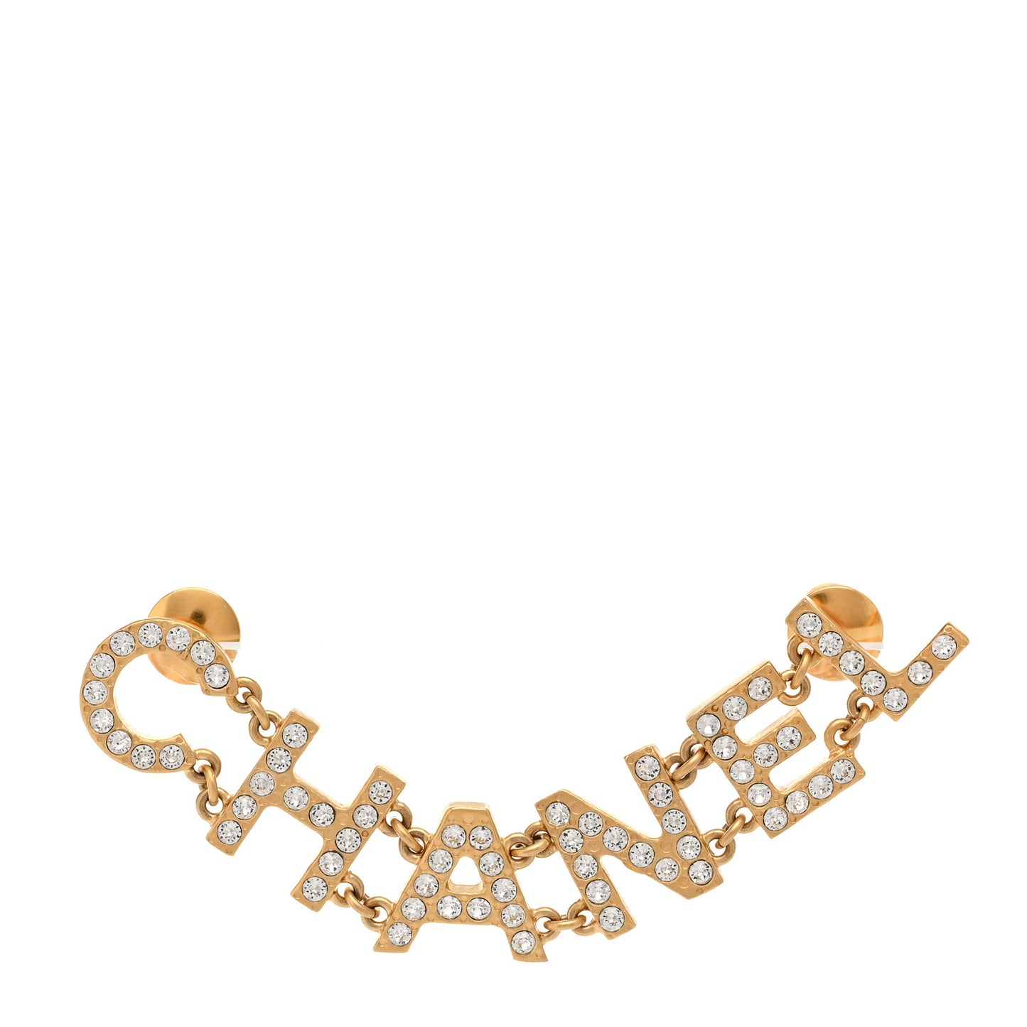 Crystal Logo Brooch Gold