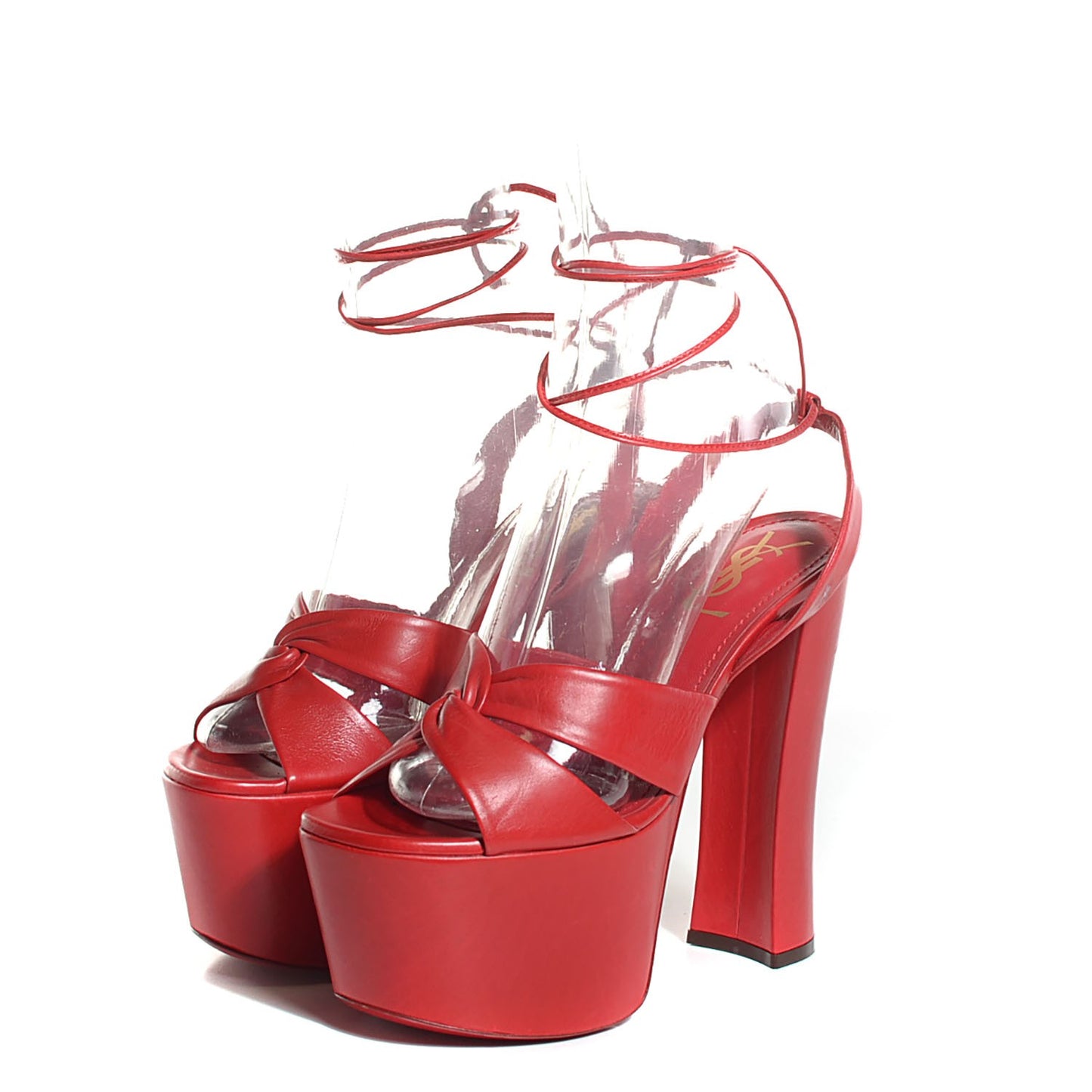 Nappa Candy 80 Platform Ankle Wrap Sandals 38 Red