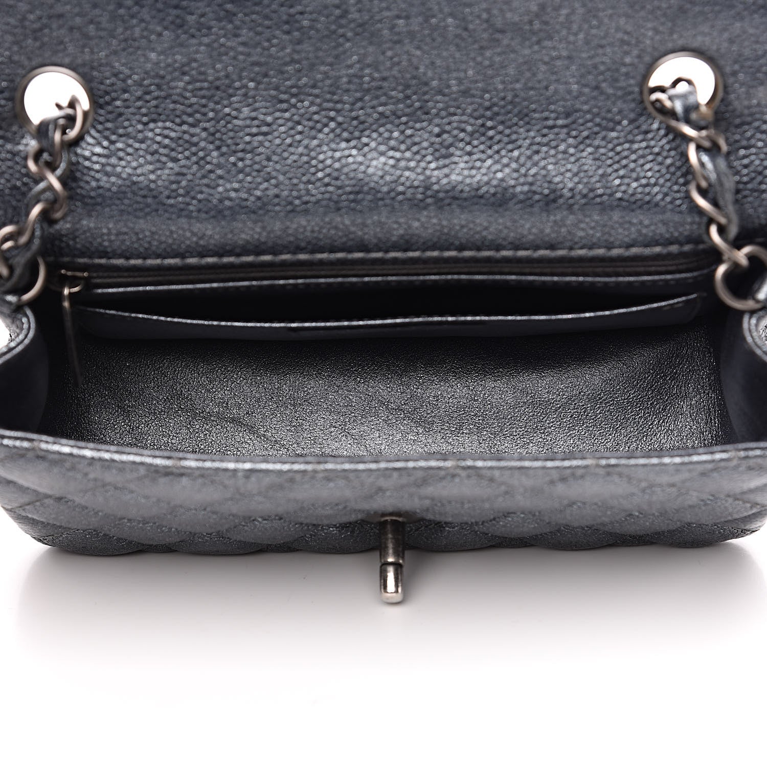 Chanel Pearly Caviar Quilted Mini Rectangular Flap Grey 5 of 13