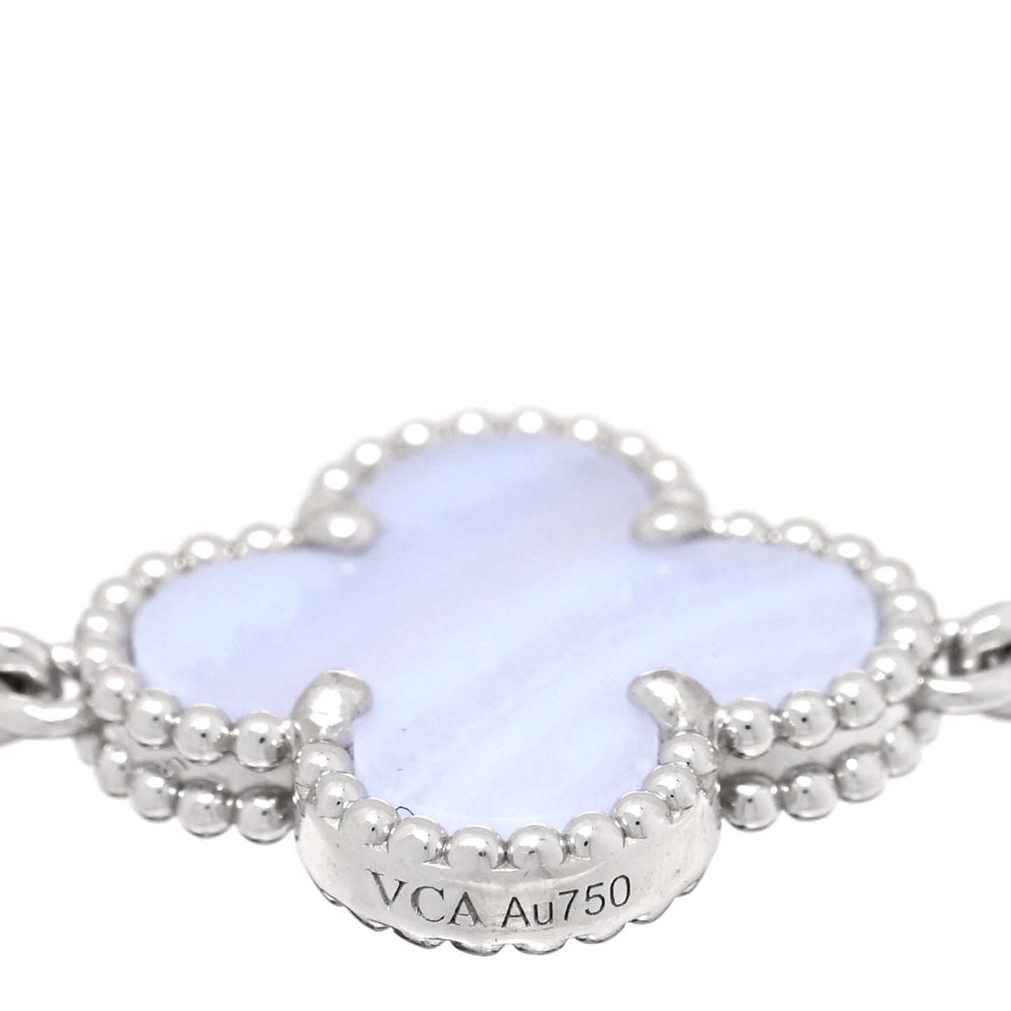 18K White Gold Chalcedony 5 Motifs Vintage Alhambra Bracelet