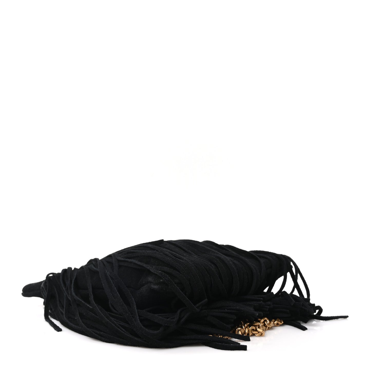 Suede Calfskin Small Grace Fringed Hobo Bag Rope Black