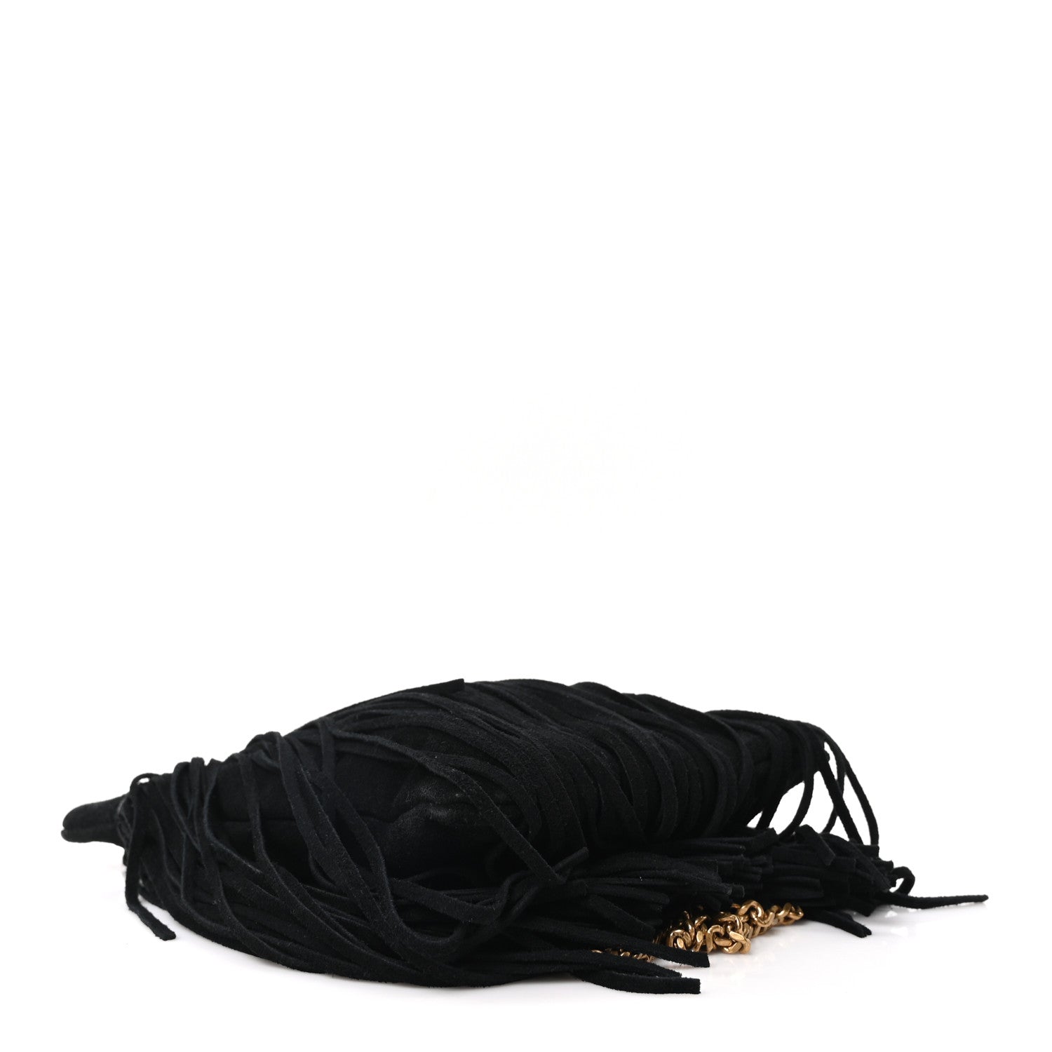 Saint Laurent Suede Calfskin Small Grace Fringed Hobo Bag Rope Black 4 of 10