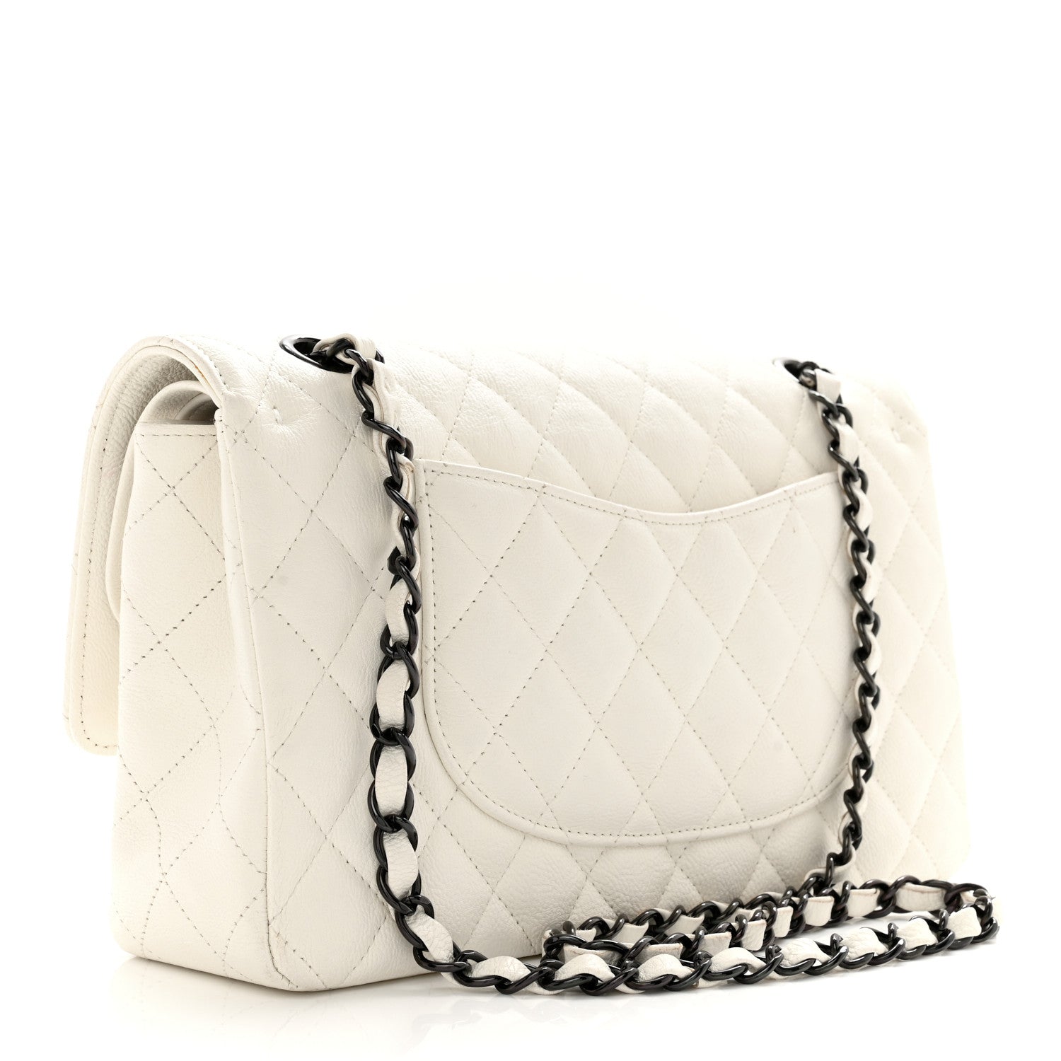 Chanel Crumpled Calfskin Quilted Medium Double Flap White 3 of 14