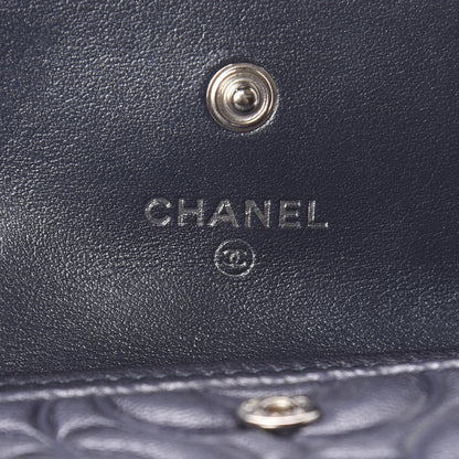 Chanel Goatskin Camellia Embossed Flap Card Holder Wallet Grey 7 of 9