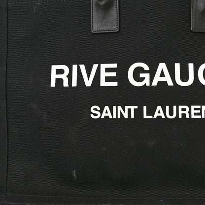 Saint Laurent Linen Calfskin Rive Gauche Tote Black 10 of 11