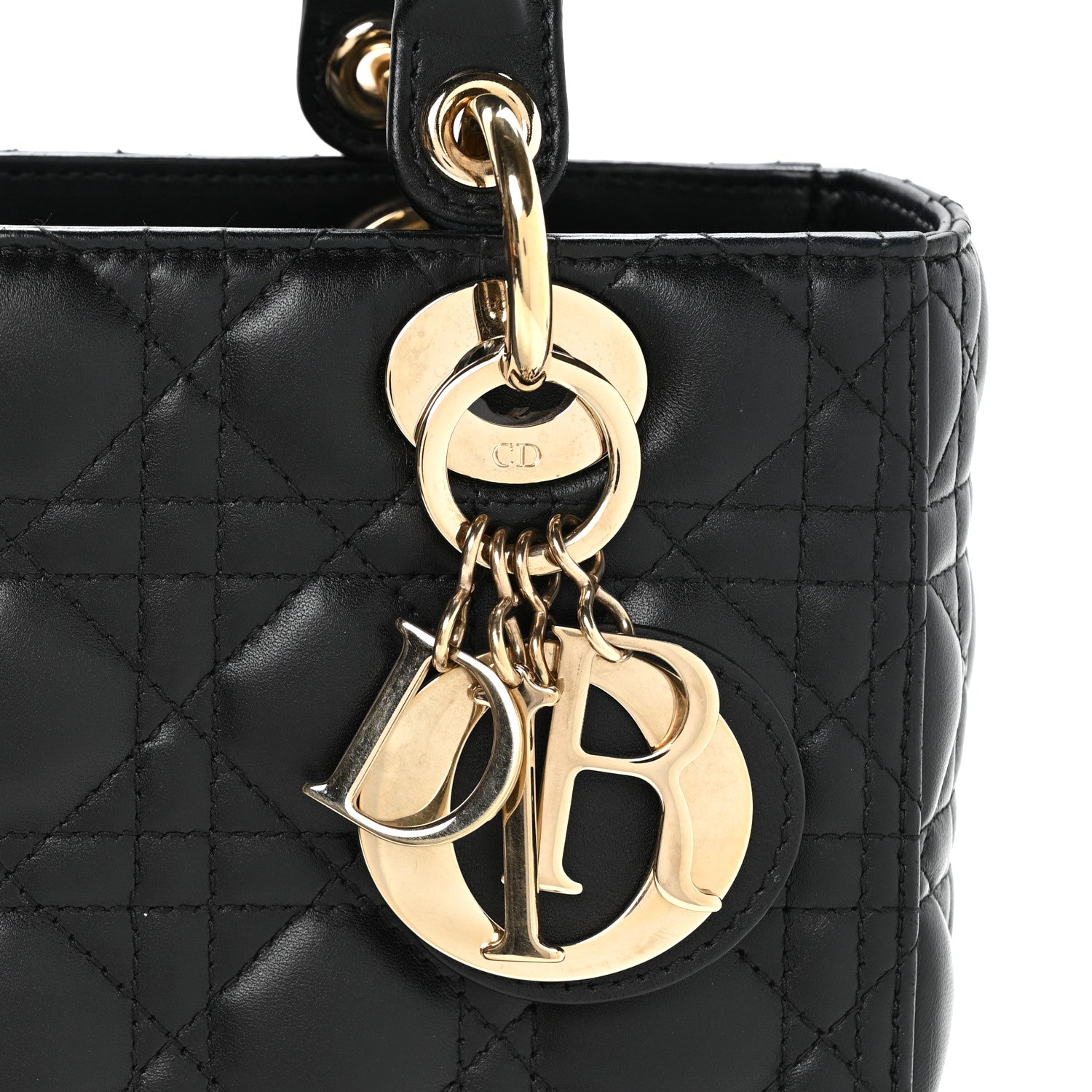 Christian Dior Lambskin Cannage Medium Lady Dior Black 7 of 9