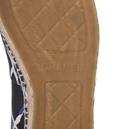 Chanel Printed Canvas Grosgrain Espadrilles 39 Blue Black 6 of 10